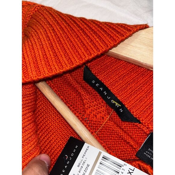 NWT Sean John Orange Gradient Knit Pullover Shawl Collar Men Sweater Size 3XL - Picture 9 of 15